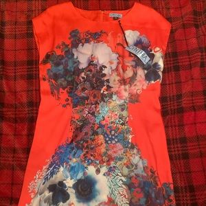 Cynthia Rowley Red Floral Sleeveless Knee Height Size 6 Dress. New with tags.